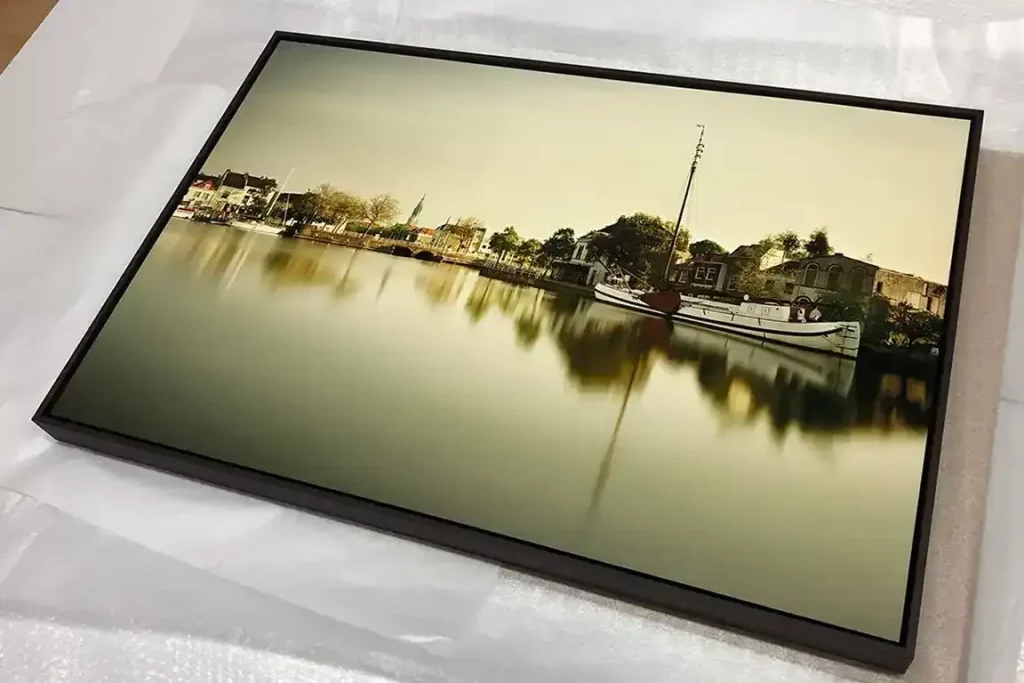 View of Delft Print, Schattenfugenrahmen braun